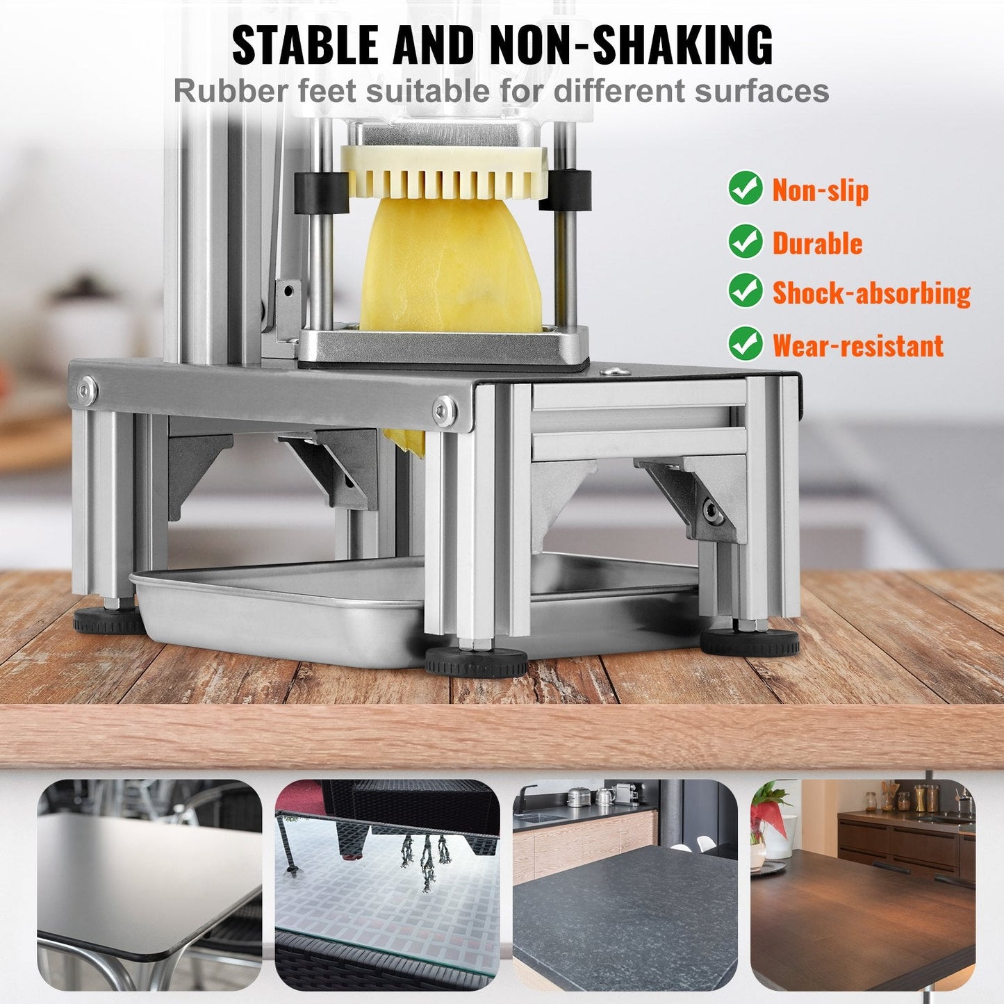 Commercial Vegetable Dicer & Chopper with 4 Blades, 5 kg, Silver