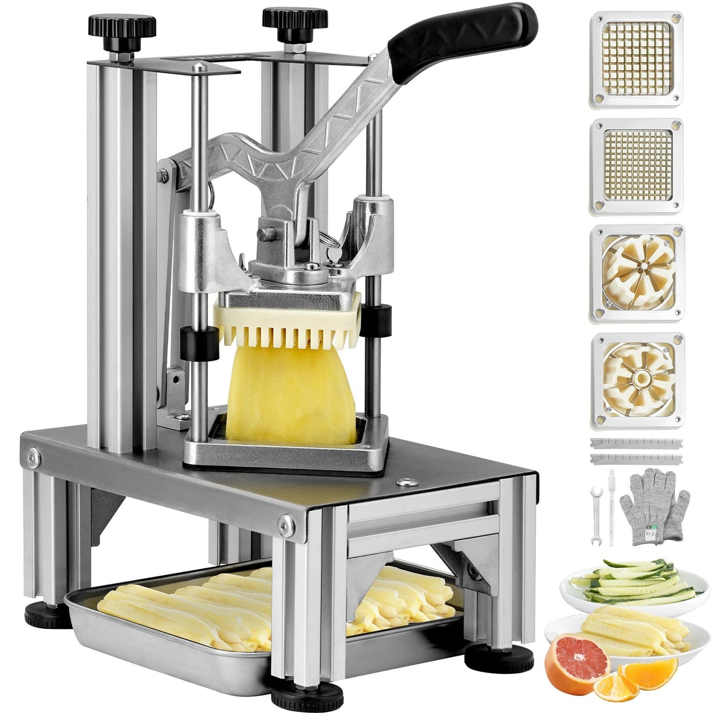 Commercial Vegetable Dicer & Chopper with 4 Blades, 5 kg, Silver