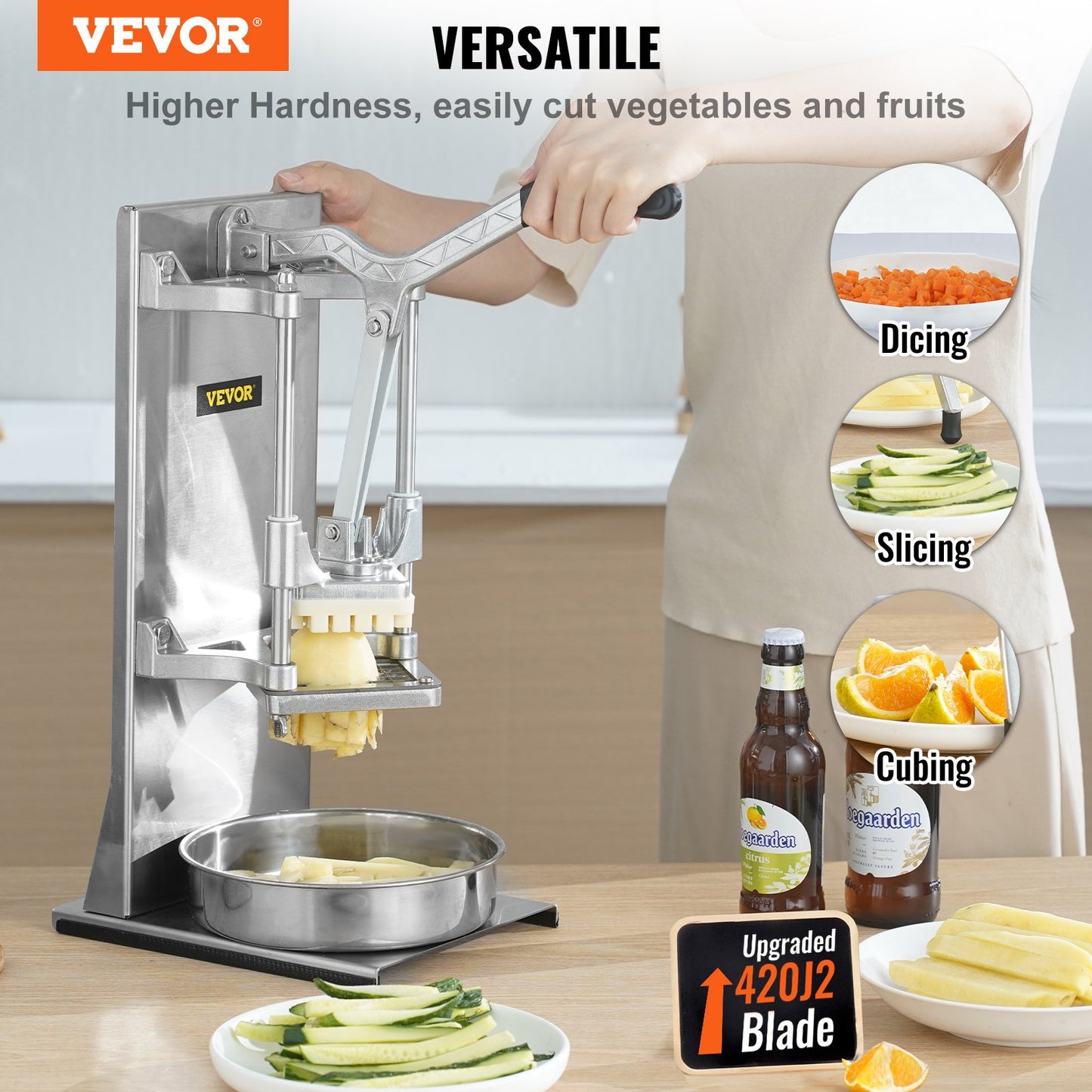 VEVOR Commercial Vegetable Dicer French Fry Cutter with 4 Blades Wedge Slicer