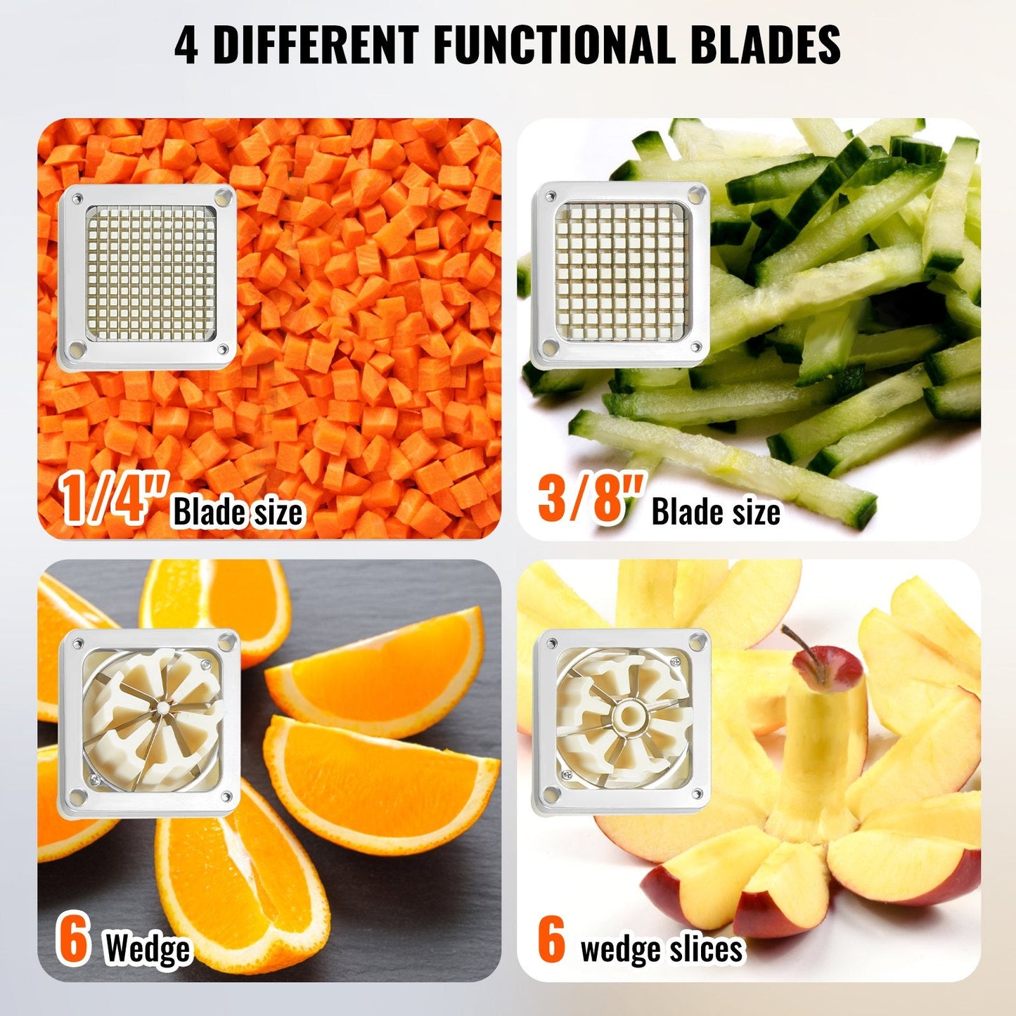 Commercial Vegetable & French Fry Cutter with 4 Blades, 5.7 kg, Stainless Steel