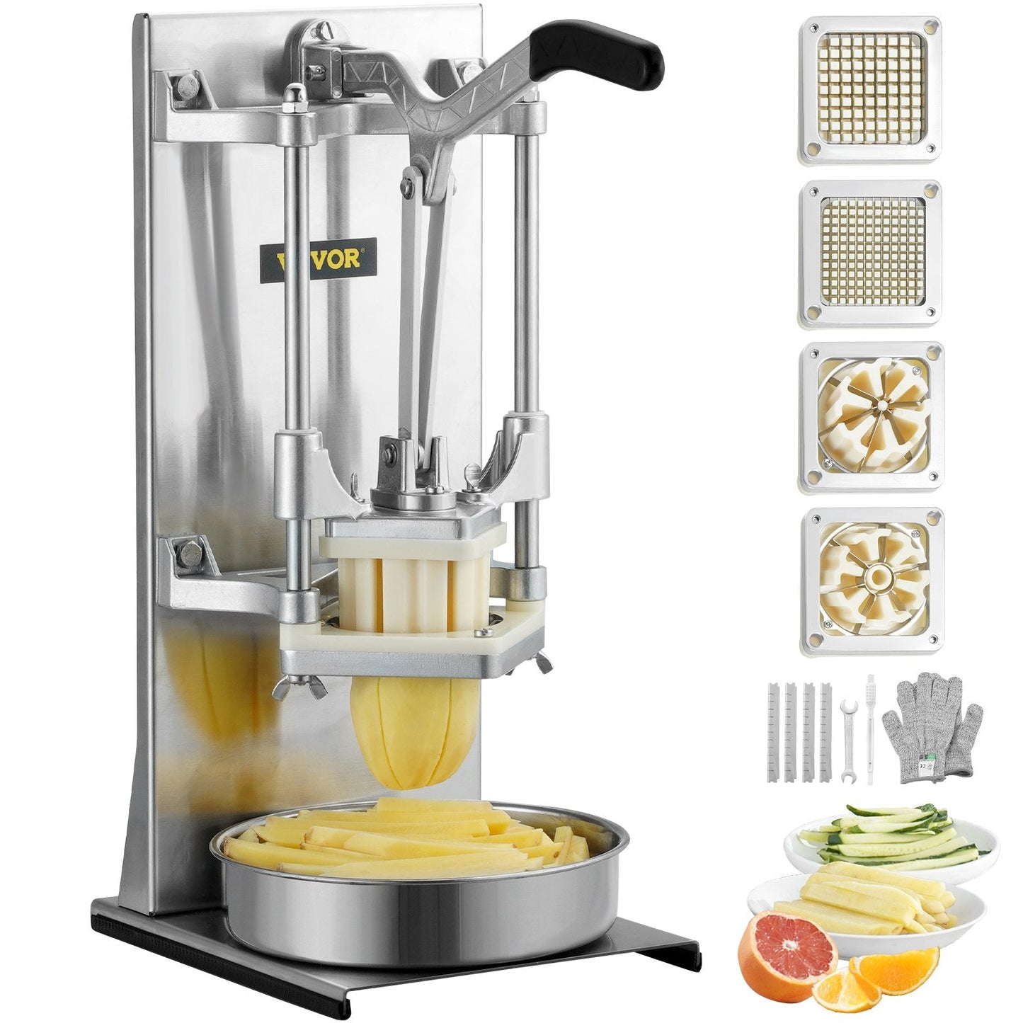 Commercial Vegetable & French Fry Cutter with 4 Blades, 5.7 kg, Stainless Steel