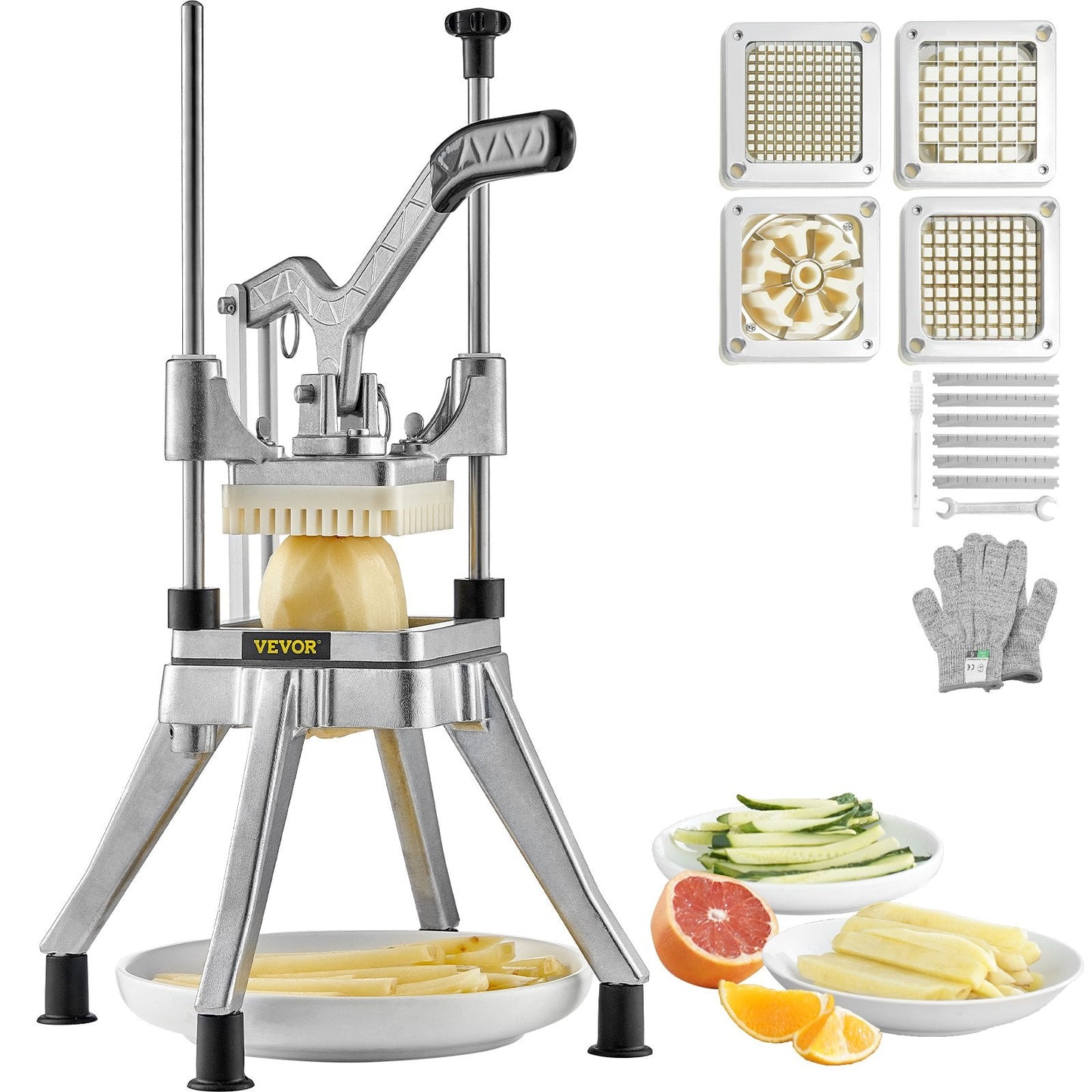 Heavy-Duty Commercial Vegetable & Fruit Chopper with 4 Interchangeable Blades