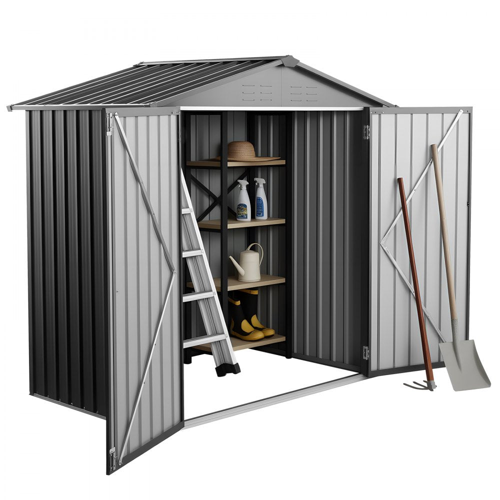 1860 x 1210 x 1841mm Metal Garden Shed with 4 Louver Vents Waterproof Grey