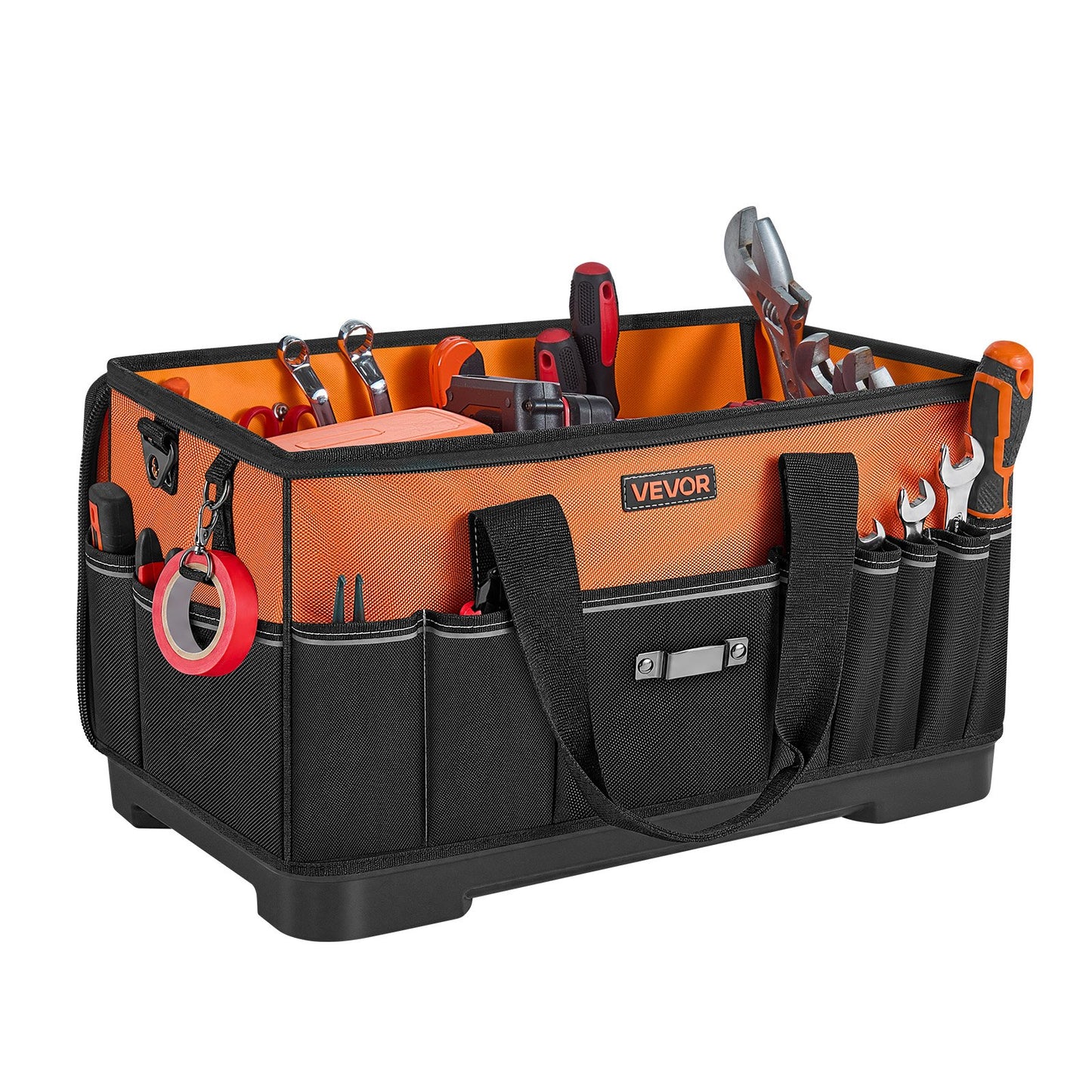 Tool Bag, 485 MM, 33-Pocket Portable Large Tool Box Organizer Storage, Toolbox with Water-Resistant Base, Large Zipper, Adjustable Shoulder Strap Toolbag, for Men Women Dad Husband Fathers Day