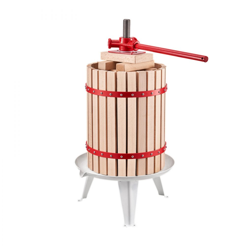 VEVOR Fruit Wine Press Manual Press for Wine Making 4.75 Gal/18L Wood Basket