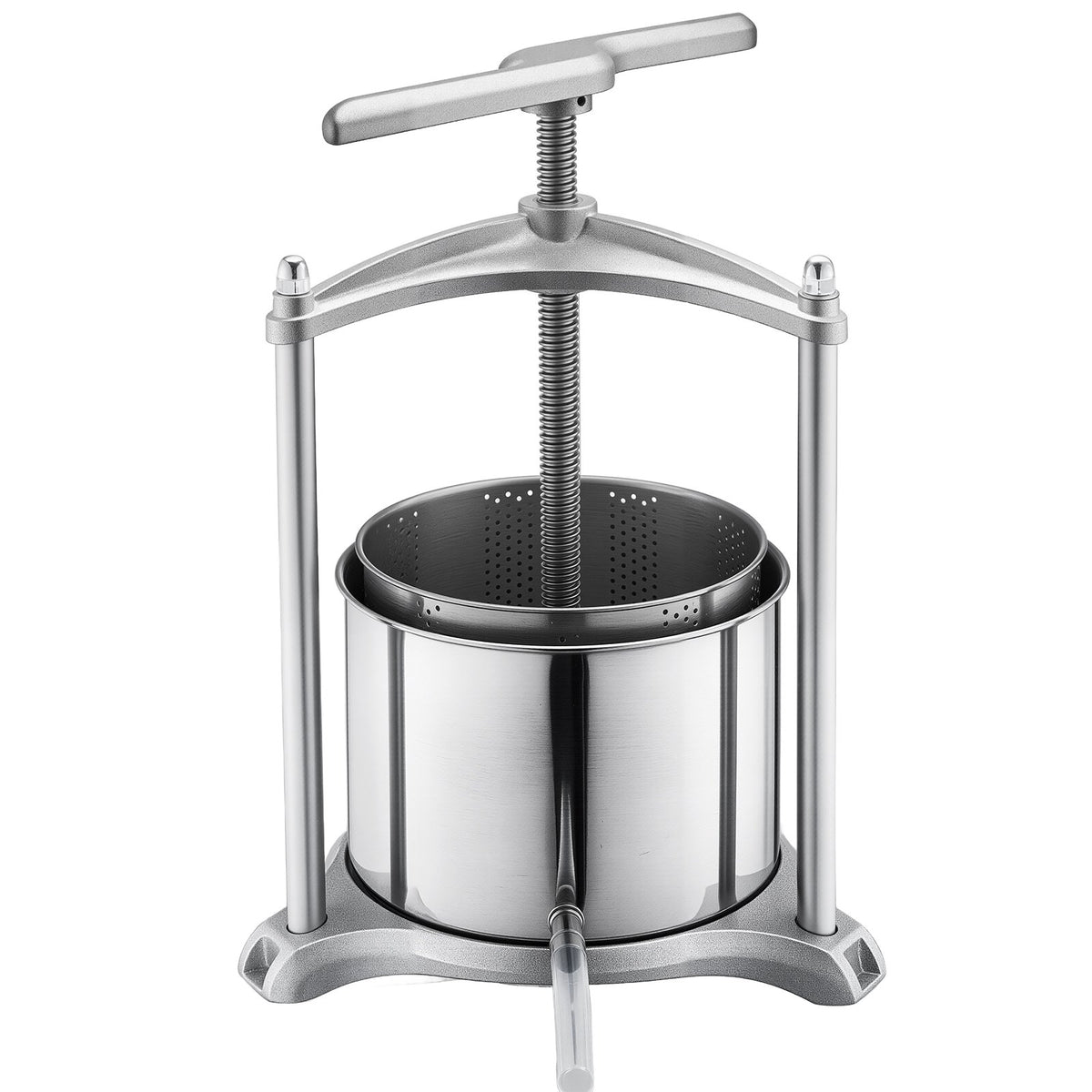 Fruit Wine Press, 1.6 Gallon/6L, Stainless Steel Manual Juice Maker with Powerful T-Shaped Handle, Juice Making for Apple/Grape/Orange/Berry, Cheese/Tincture/Herbal Press, for Kitchen Home