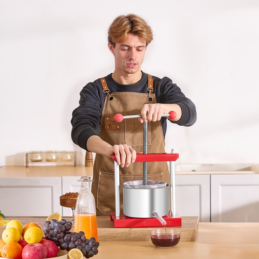 VEVOR Fruit Wine Press Manual Press for Wine Making 0.8 Gal/3L Stainless Steel