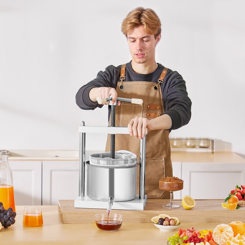 VEVOR Fruit Wine Press Manual Press for Wine Making 1.45 Gal/5L Stainless Steel
