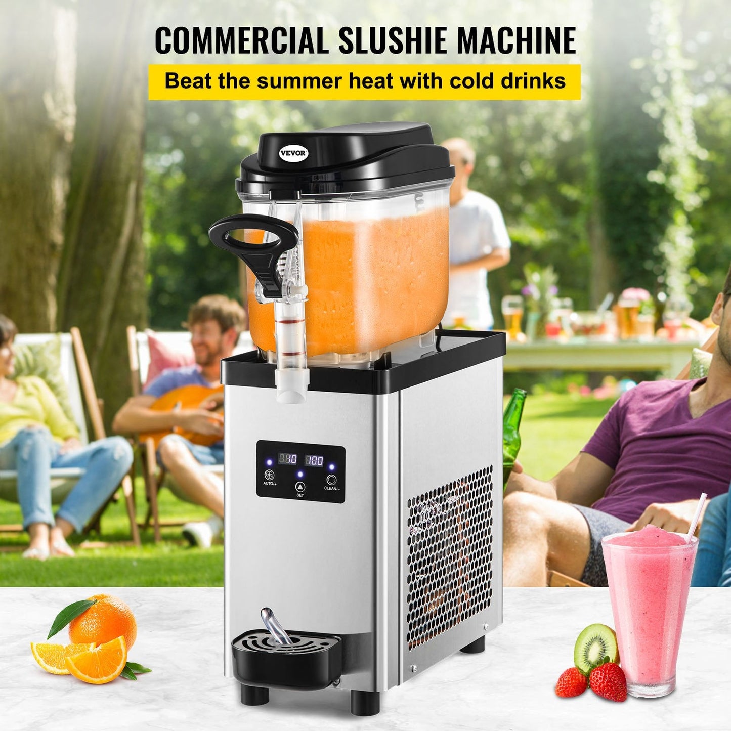 Commercial 6L Slush Machine for Frozen Drinks, Stainless Steel, 15 kg