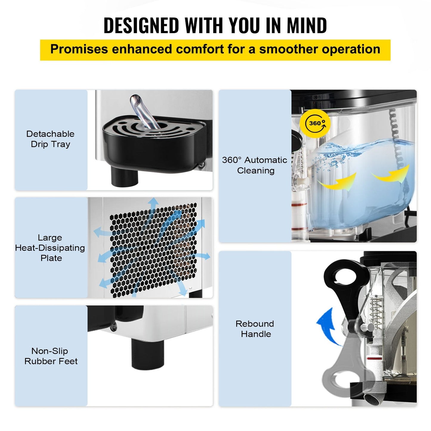 Commercial 6L Slush Machine for Frozen Drinks, Stainless Steel, 15 kg