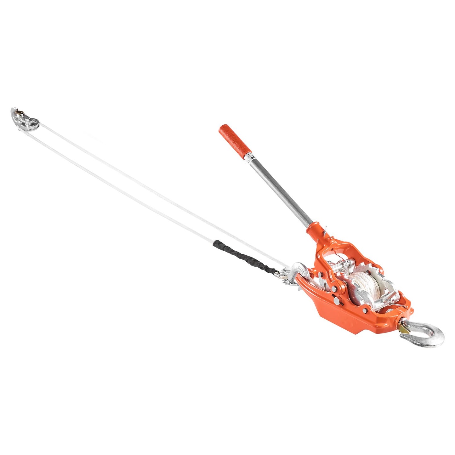 Rope Puller, 3 Ton Pulling Capacity, Heavy Duty Ratchet Power Puller Tool with 10.7 m of 8 mm Diameter Rope and 2 Hooks, Come Along Winch for Tree Felling, Moving Boats, Road Recovery