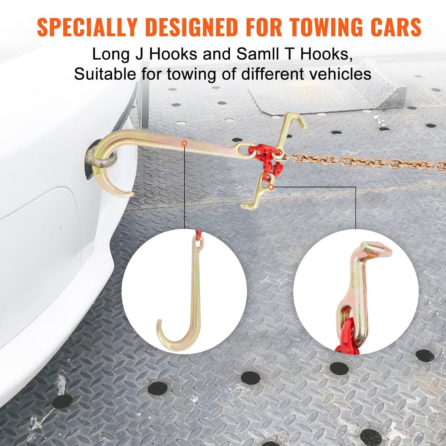 Heavy-Duty 4364 kg V-Chain Bridle with RTJ Hooks, 8 x 0.9 m Tow Chain