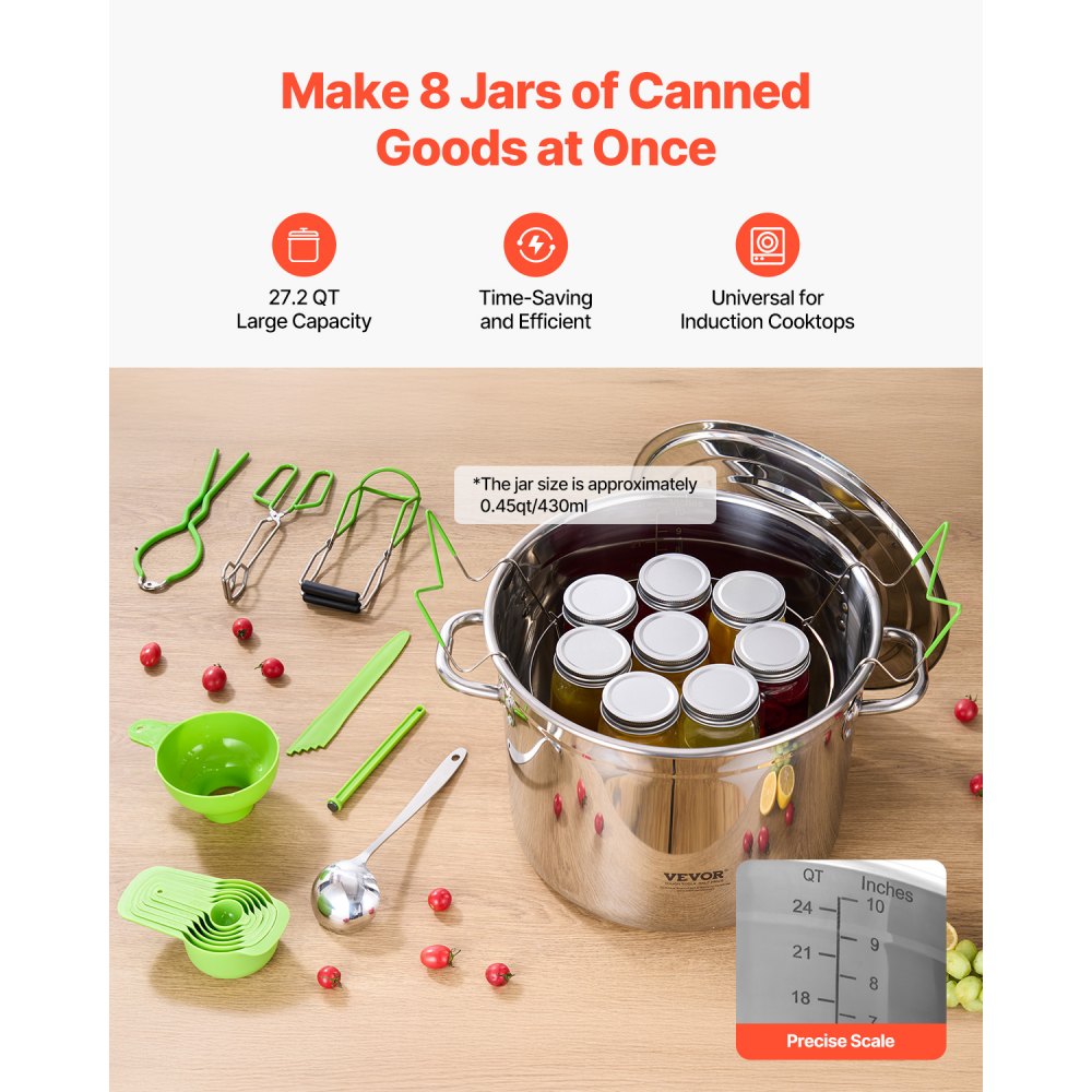 VEVOR Canning Supplies Starter Kit 11 Pieces Stainless Steel Water Bath Cannner