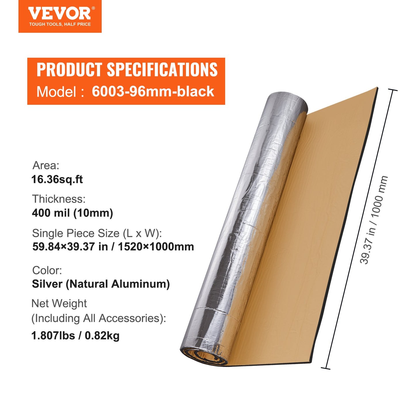 VEVOR Car Sound Deadening Mat, 400 mil 1.5sq.m Automotive Sound Deadener, High Density