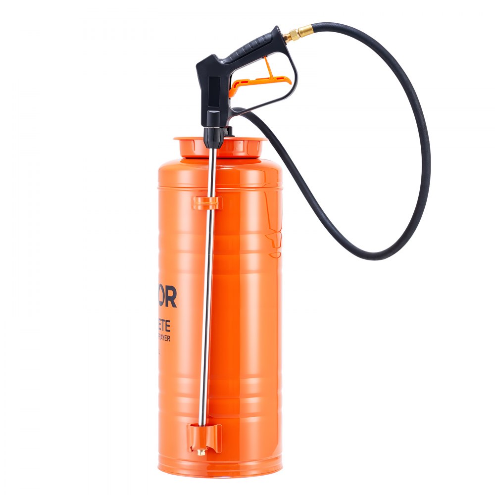 Industrial Concrete Sprayer, 14L Stainless Steel Sprayer, Heavy Duty Tri-Poxy Pump Sprayers, 52cm Wand with Ergonomic Gun Handle, 1.2m & 3m Hoses, 2 Brass Nozzles for Construction, Garden