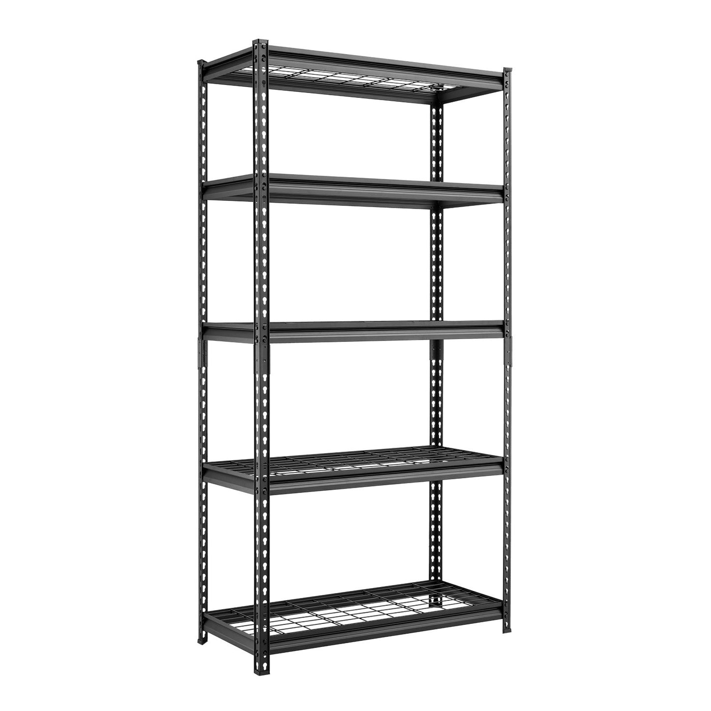 Storage Shelves, 5-Tier 907.2 kg Garage Shelving 92.3 x 41.5 x 181 cm, for Garage, Basement, Warehouse, Kitchen, Heavy-Duty Metal Stable Construction, Adjustable Wire Racks, with Gloves, Black
