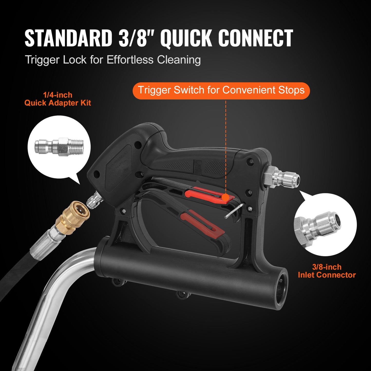 VEVOR 24" Pressure Washer Surface Cleaner w/ Handles & Wheels, Stainless Steel Concrete