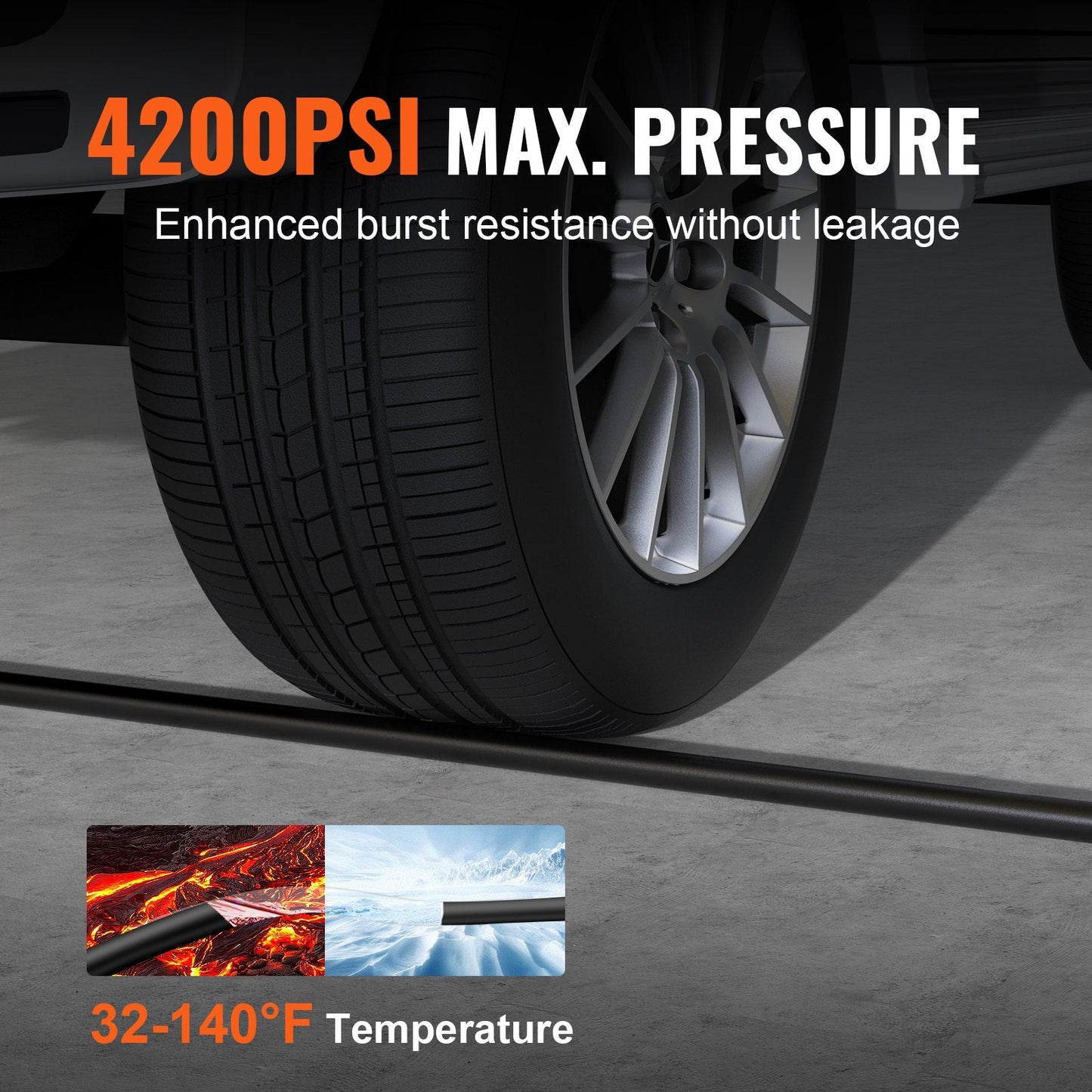 100FT Pressure Washer Hose, 25m, 4200 PSI, M22-14mm Brass Thread, Heavy Duty