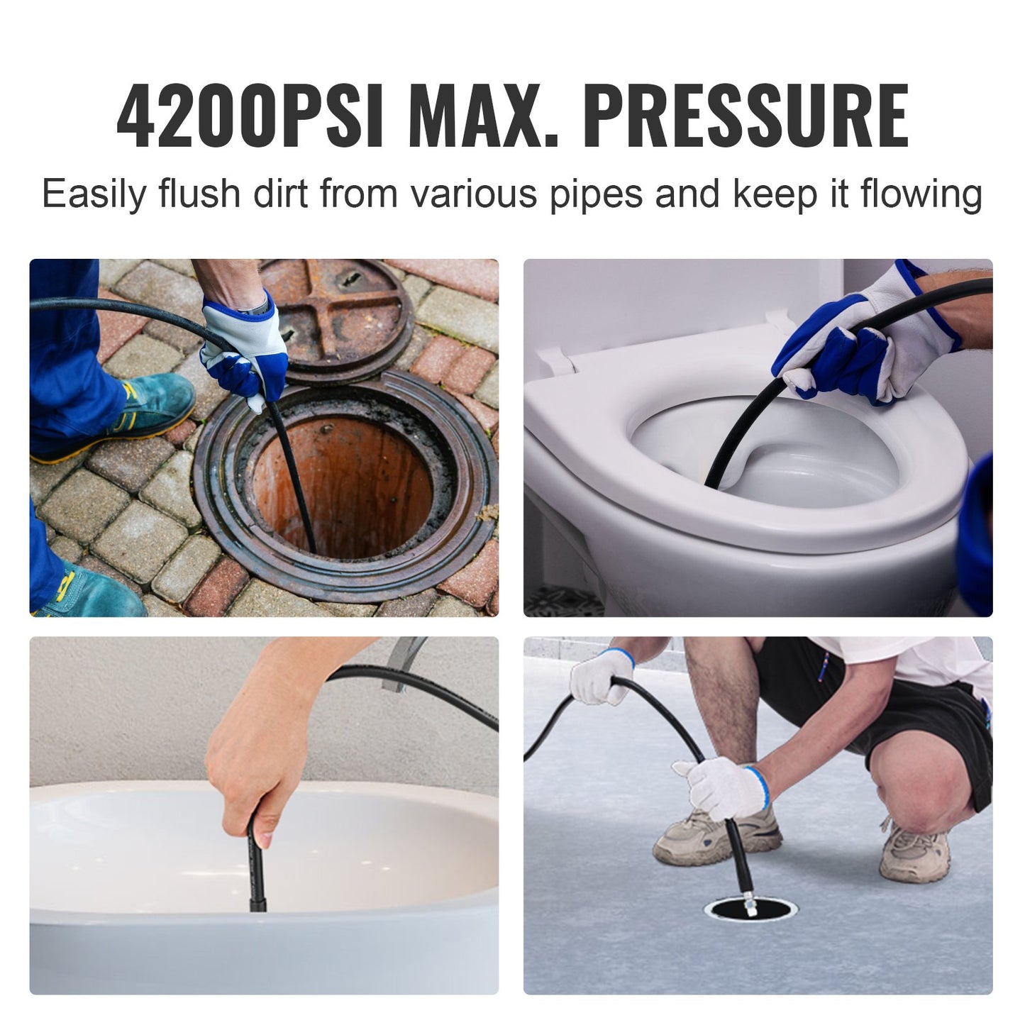 VEVOR Pressure Washer Hose, 100FT, 1/4" Kink Free Brass Thread Replacement For Most