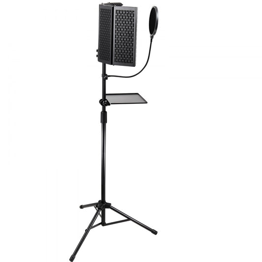 VEVOR Microphone Isolation Shield 5-Panel with Pop Filter Floor Tripod Stand