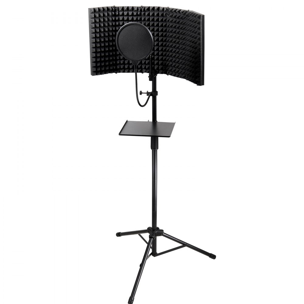VEVOR Microphone Isolation Shield 5-Panel with Pop Filter Floor Tripod Stand