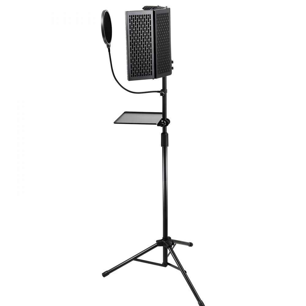 VEVOR Microphone Isolation Shield 5-Panel with Pop Filter Floor Tripod Stand