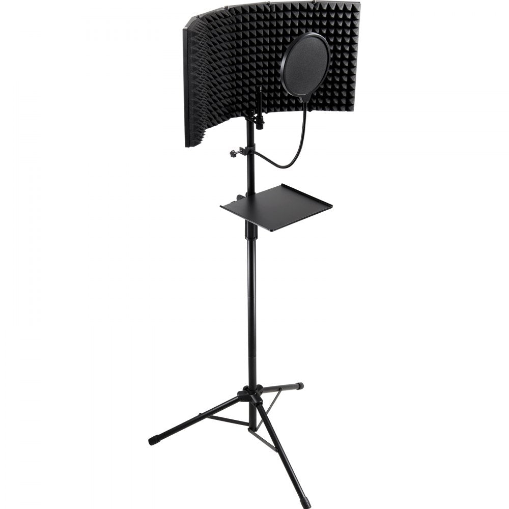 VEVOR Microphone Isolation Shield 5-Panel with Pop Filter Floor Tripod Stand