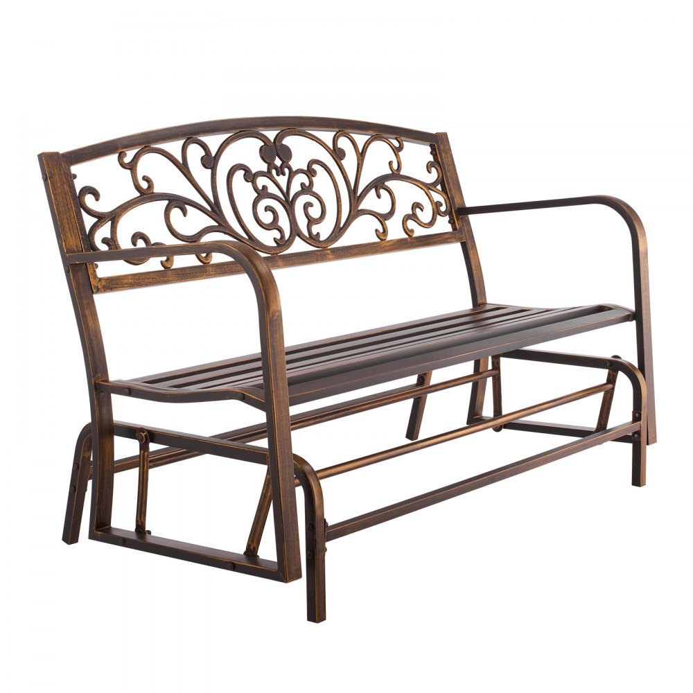 Outdoor Bench Patio Bench Glider 127 cm Metal Frame Cast Iron Backrest