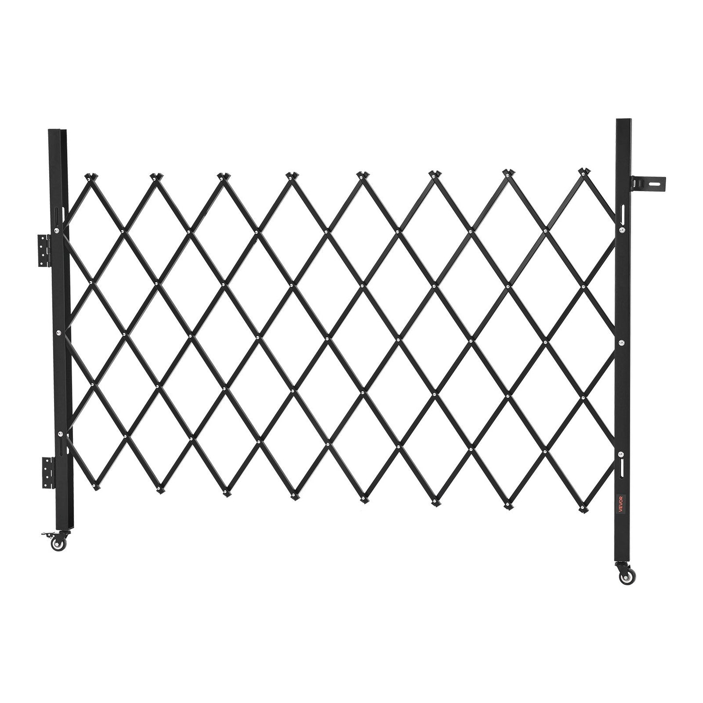 Single Folding Security Gate, Lockable Scissor Gate with 360° Swivel Casters, Outdoor Barricade Steel Retractable Gates, for Entry Security, Garage, Warehouse & Pool, 1700 x 1310 mm (W x H)