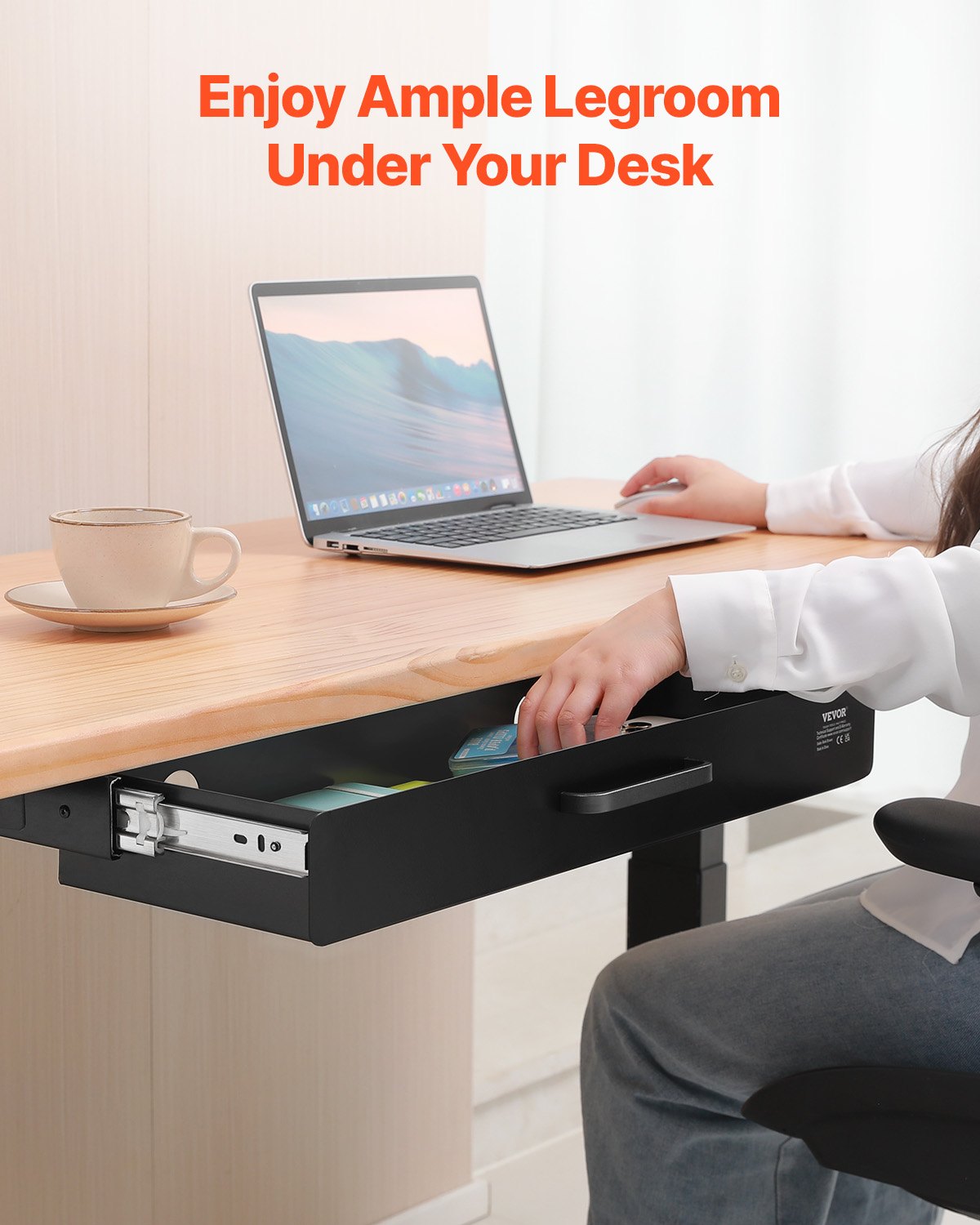 VEVOR 58 cm Under Desk Drawer Organizer Slide-out Drawer Space Saver Home Office