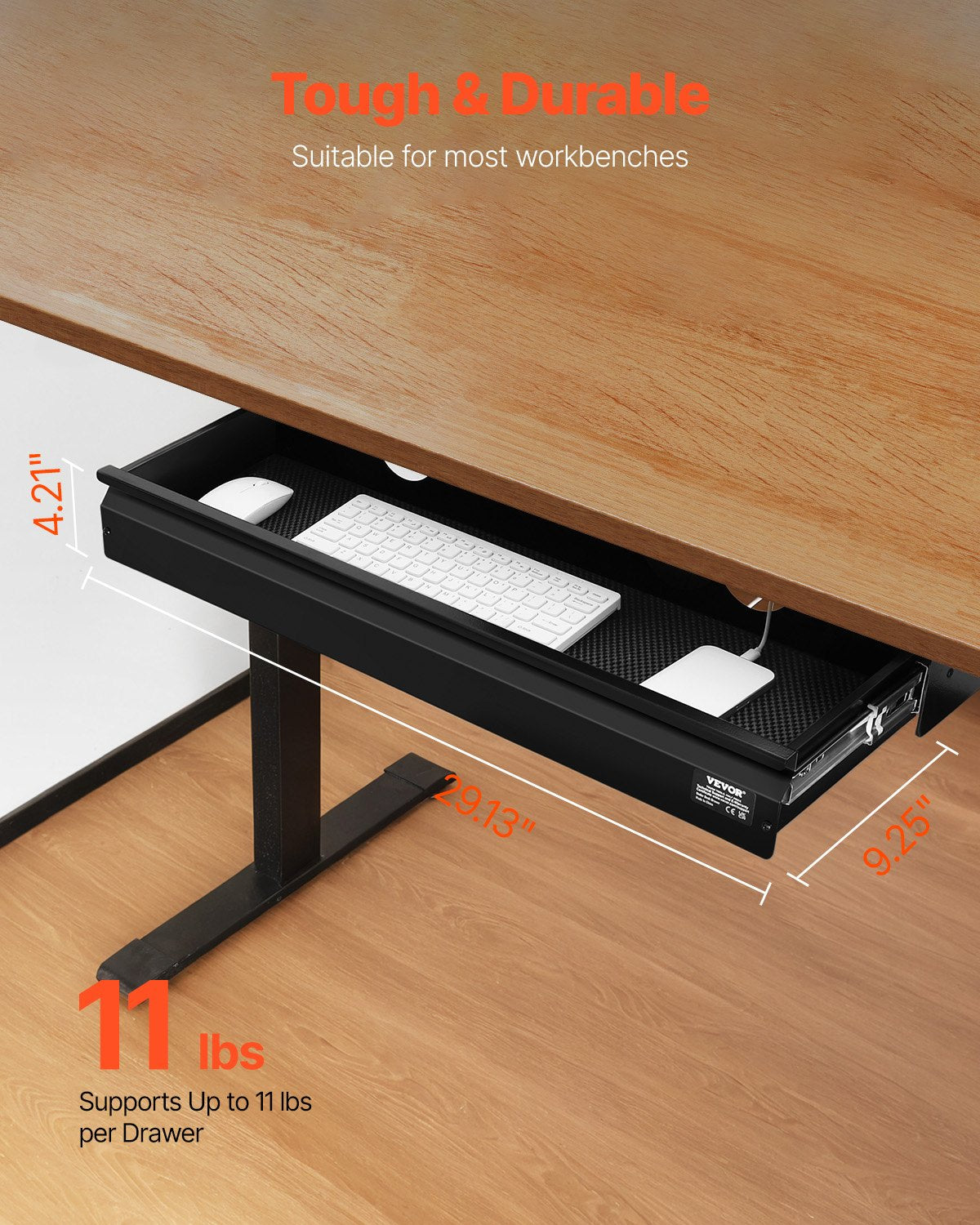 VEVOR 68 cm Under Desk Drawer Organizer Slide-out Drawer Space Saver Home Office