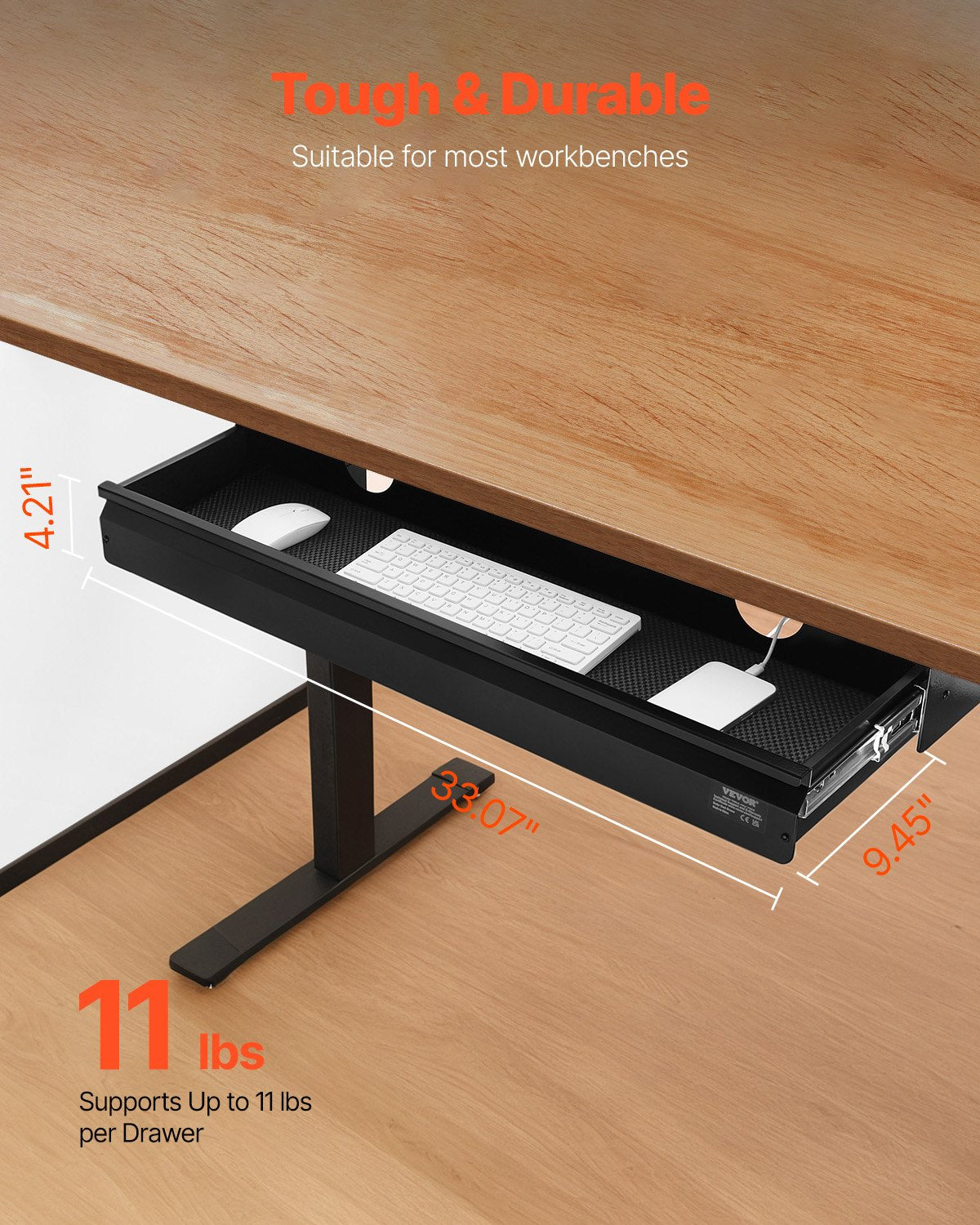 VEVOR 33" Under Desk Drawer Organizer Slide-out Drawer Space Saver Home Office