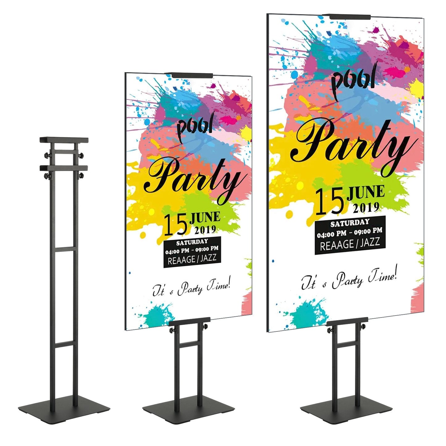 Adjustable Double-Sided Poster Stand with Shock-Absorbing Base, 1.9m Height