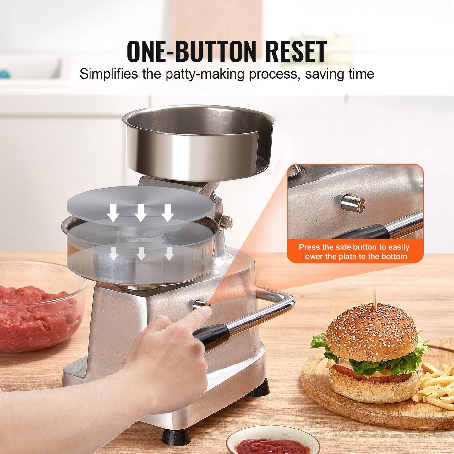 Heavy Duty Commercial Burger Press, 15cm Patty Maker with 1000 Papers