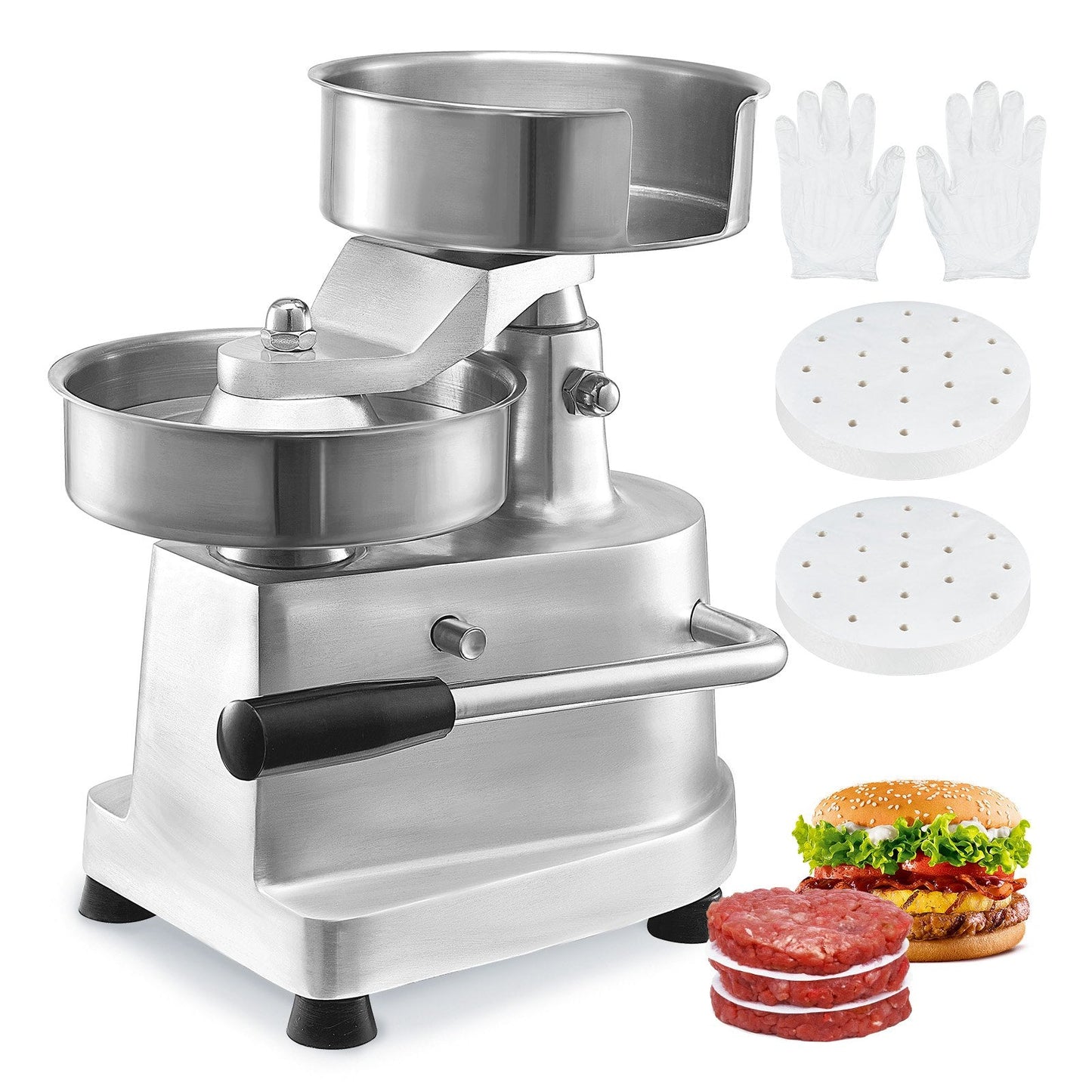 Heavy Duty Commercial Burger Press, 15cm Patty Maker with 1000 Papers