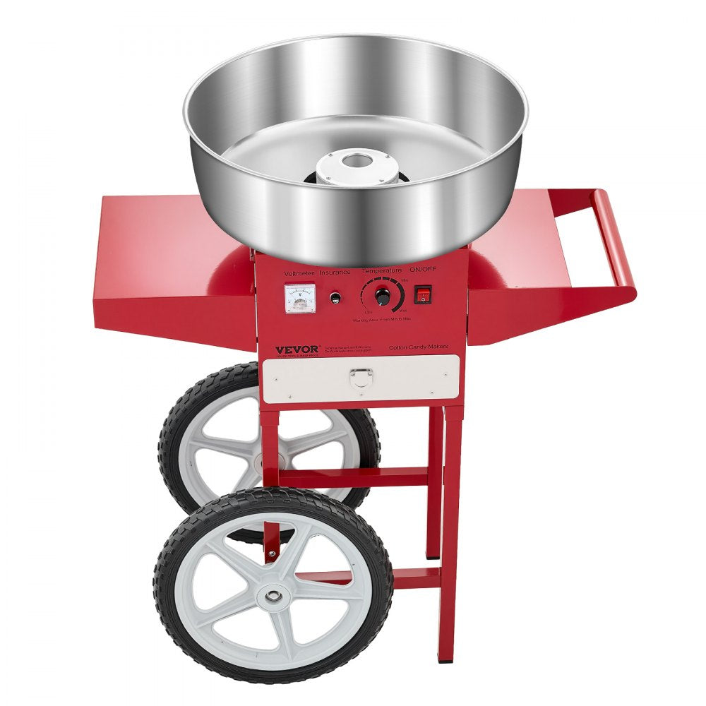 VEVOR Commercial Cotton Candy Machine with Cart Sugar Floss Maker 1000W Red