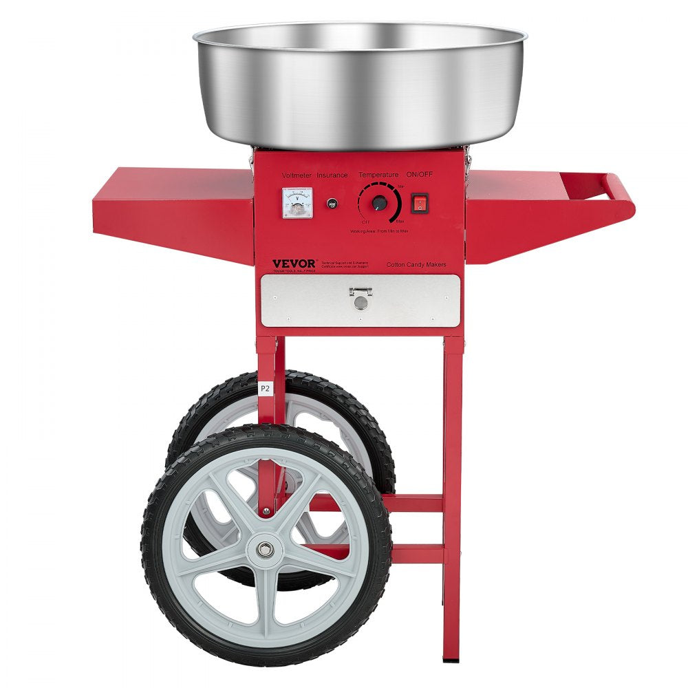 VEVOR Commercial Cotton Candy Machine with Cart Sugar Floss Maker 1000W Red