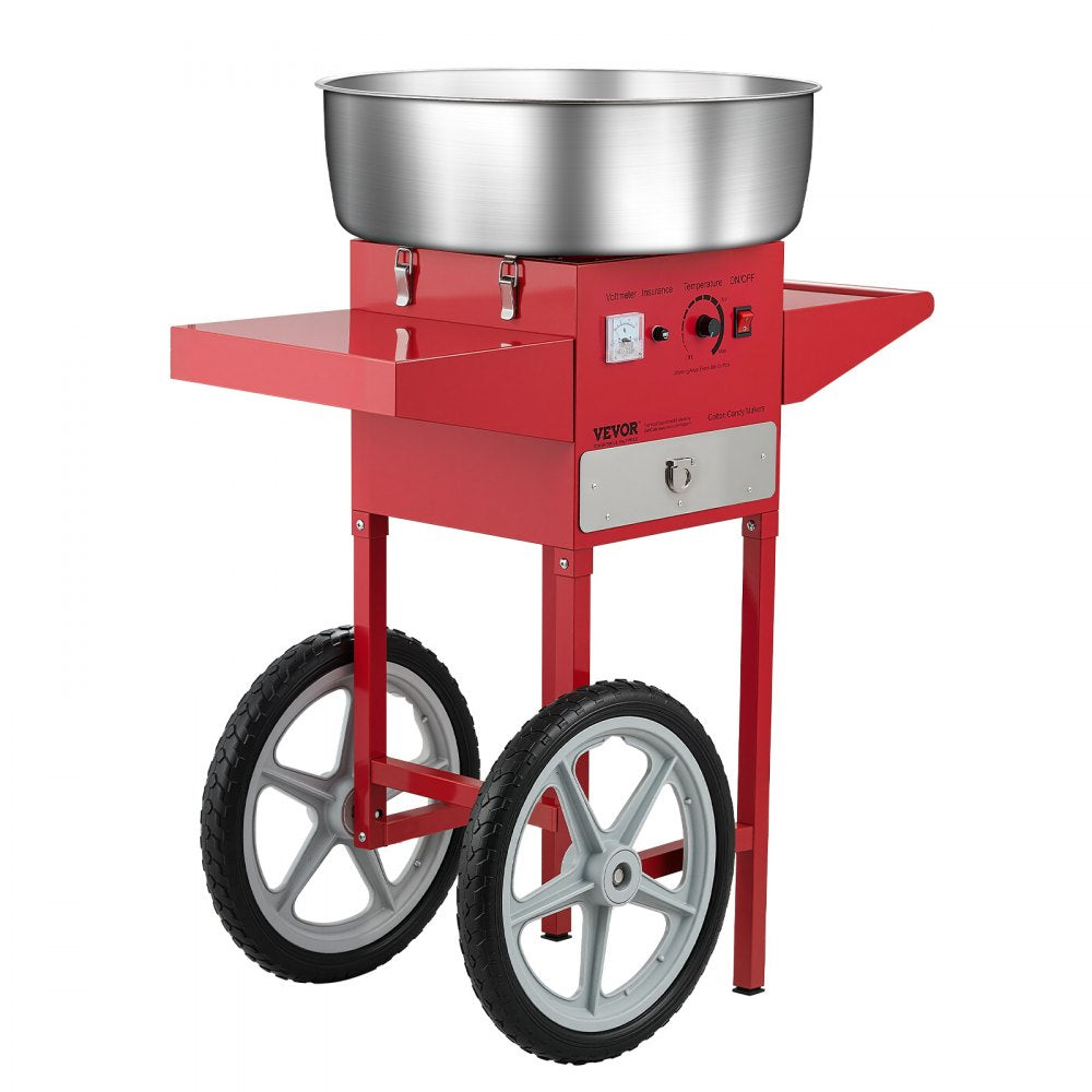 VEVOR Commercial Cotton Candy Machine with Cart Sugar Floss Maker 1000W Red
