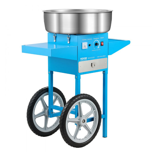 VEVOR Commercial Cotton Candy Machine with Cart Sugar Floss Maker 1000W Blue