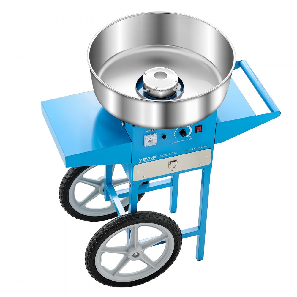 VEVOR Commercial Cotton Candy Machine with Cart Sugar Floss Maker 1000W Blue