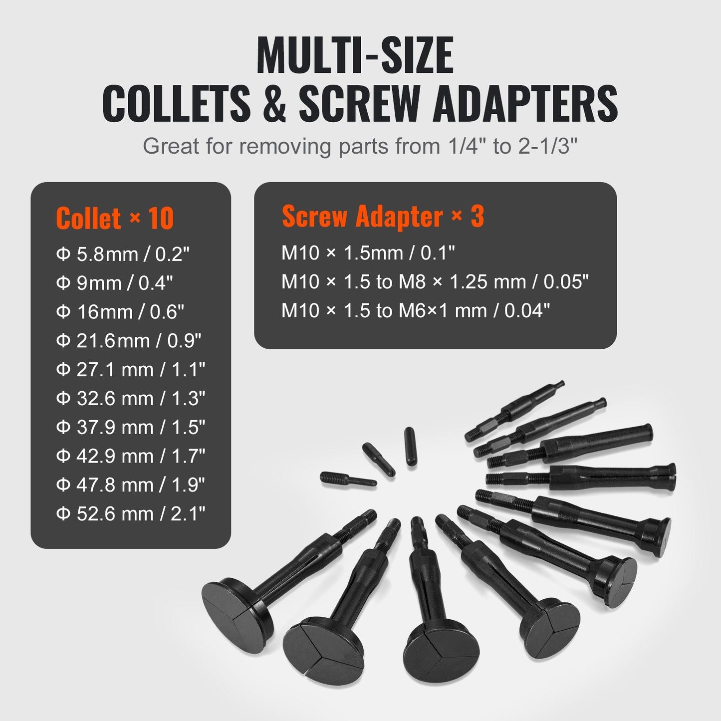 Blind Hole Bearing & Seal Extractor Kit with Slide Hammer, 10 Collets, 16 PCS