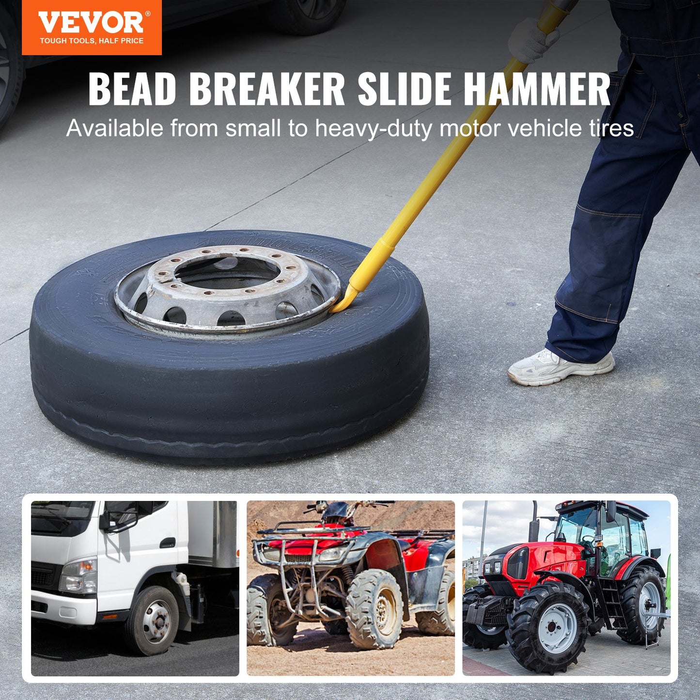 VEVOR Tire Bead Breaker Slide Hammer, 117.5 cm Length Tire Slide Hammer, Heavy Duty