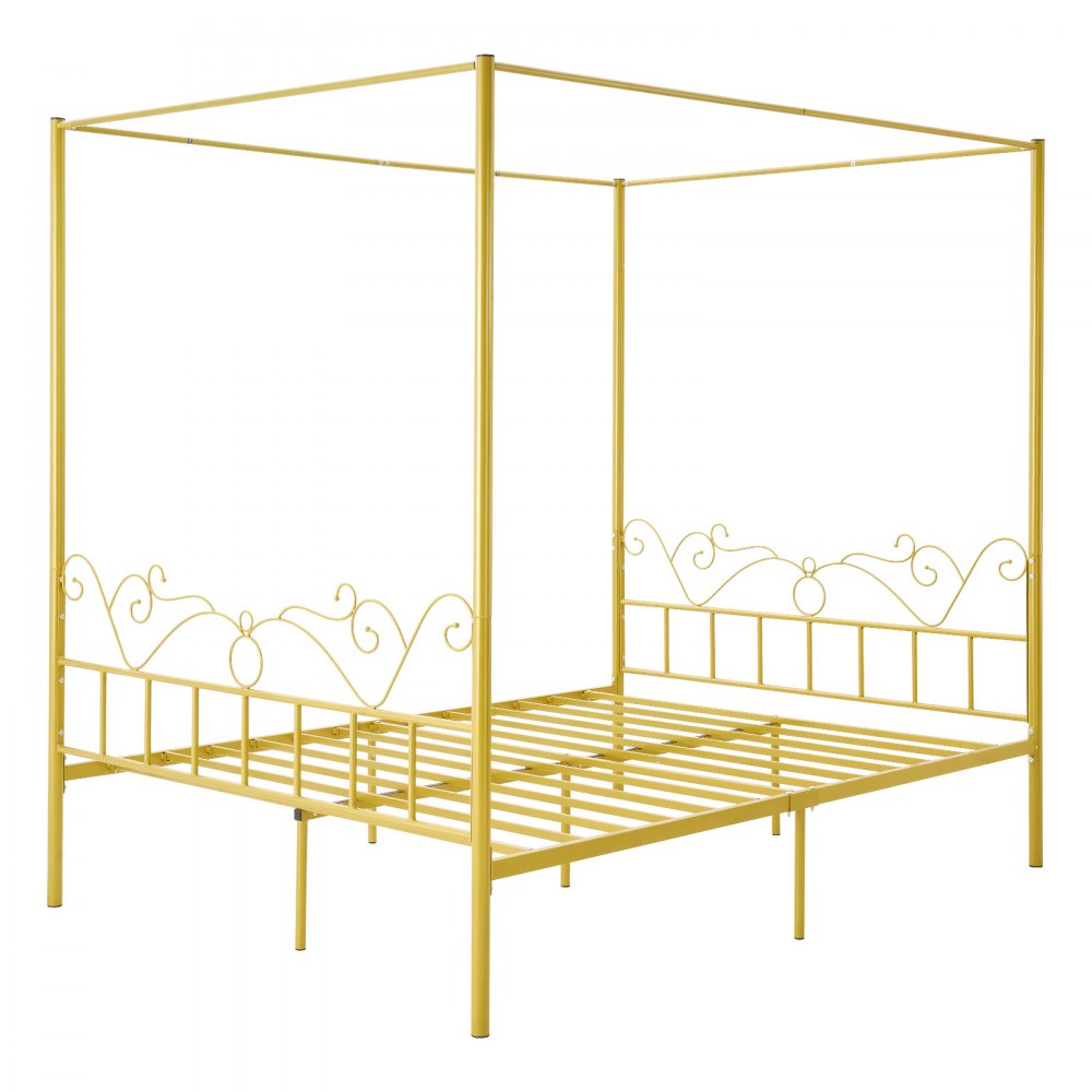 Queen Size Canopy Bed Frame Metal Canopy Bed with Headboard & Four Posters