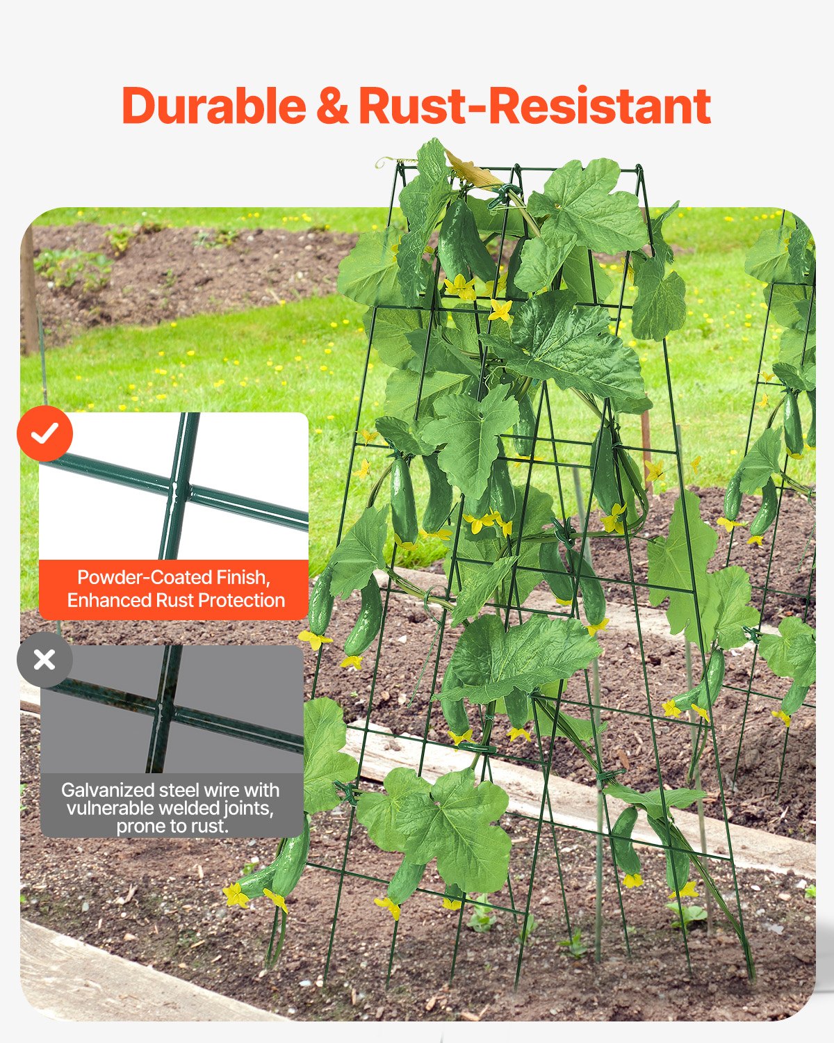 VEVOR A-Frame Cucumber Trellis 39" x 32" Foldable Metal Garden Trellis