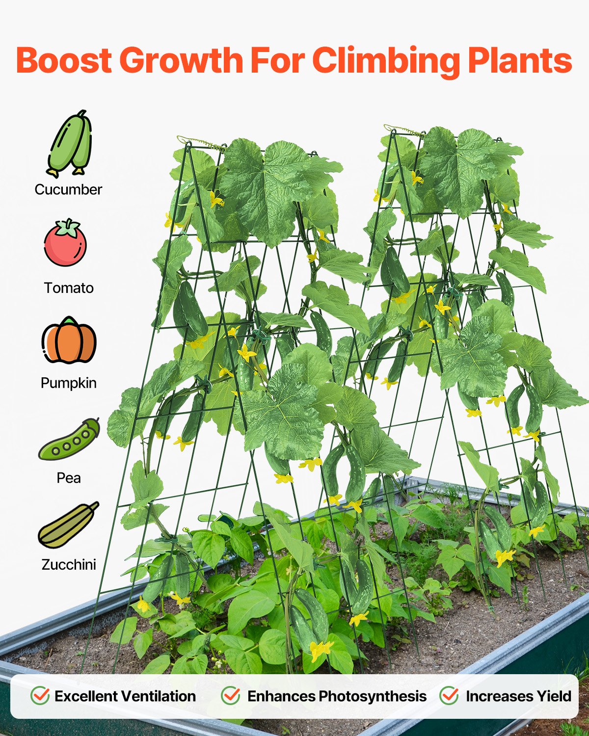 VEVOR A-Frame Cucumber Trellis 39" x 32" Foldable Metal Garden Trellis