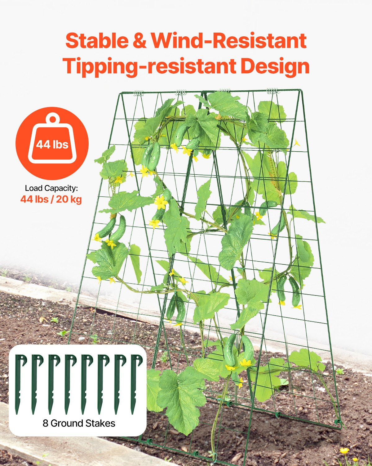 VEVOR A-Frame Cucumber Trellis 46" x 32" Foldable Metal Garden Trellis
