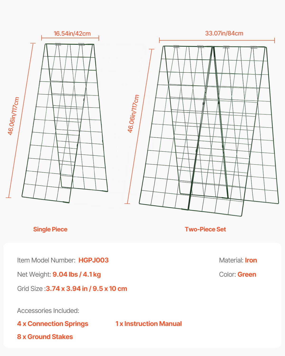 VEVOR A-Frame Cucumber Trellis 46" x 32" Foldable Metal Garden Trellis
