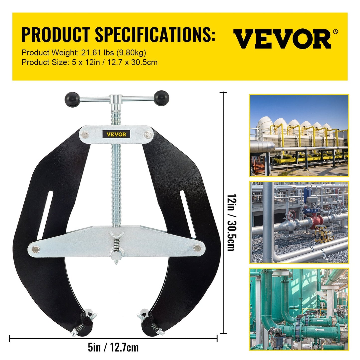 Adjustable Welding Alignment Clamp 12.7 - 30.5 cm for Pipefitting, Carbon Steel