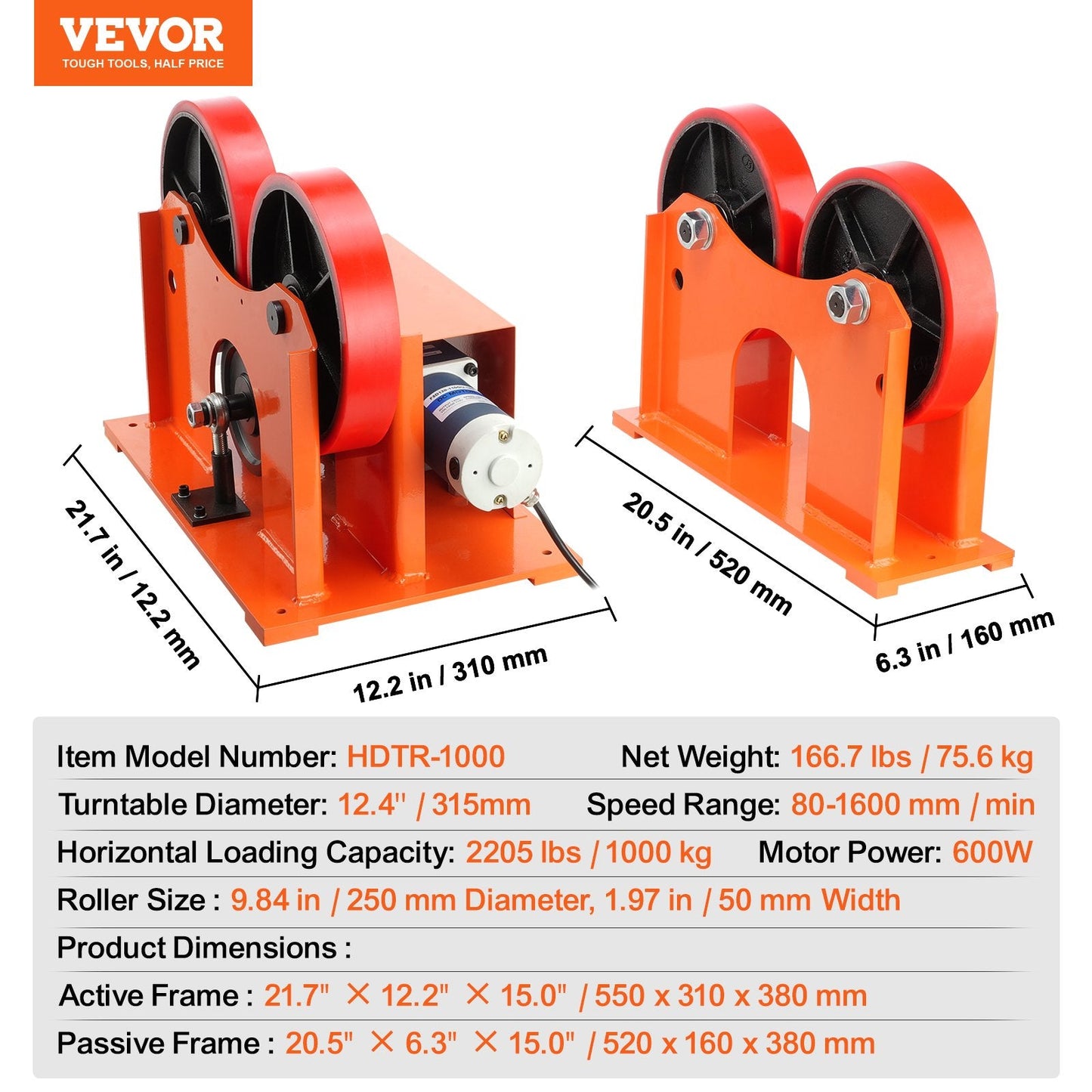 Heavy-Duty Welding Positioner with 1000kg Load Capacity and Adjustable Speed
