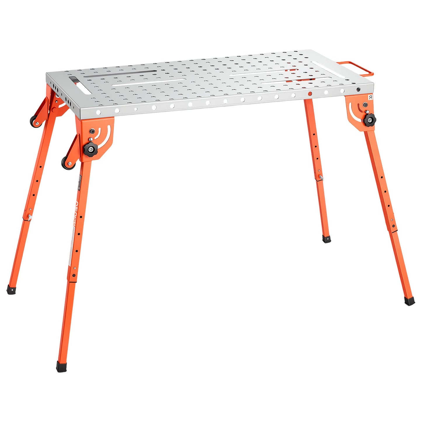 Foldable Welding Table, 1118 x 533 mm Welding Workbench 227 kg Capacity, 4-Level Adjustable Height, Heavy-Duty Steel Work Table with 6 Tool Slots & 16mm Fixture Holes for Welding Assembly Repair